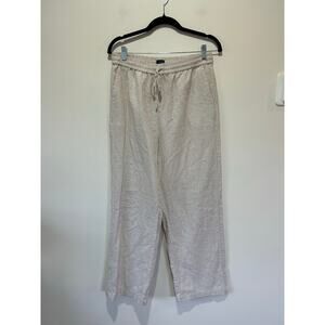 J. Crew pants womens 4 linen blend wide leg pin stripe elastic waist coastal